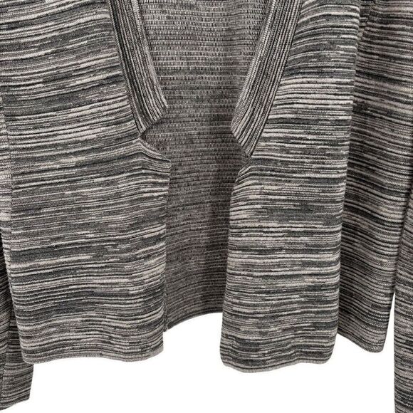 Eileen Fisher Open Front Organic Cotton Cardigan Sweater Gray/White Medium - Picture 3 of 5
